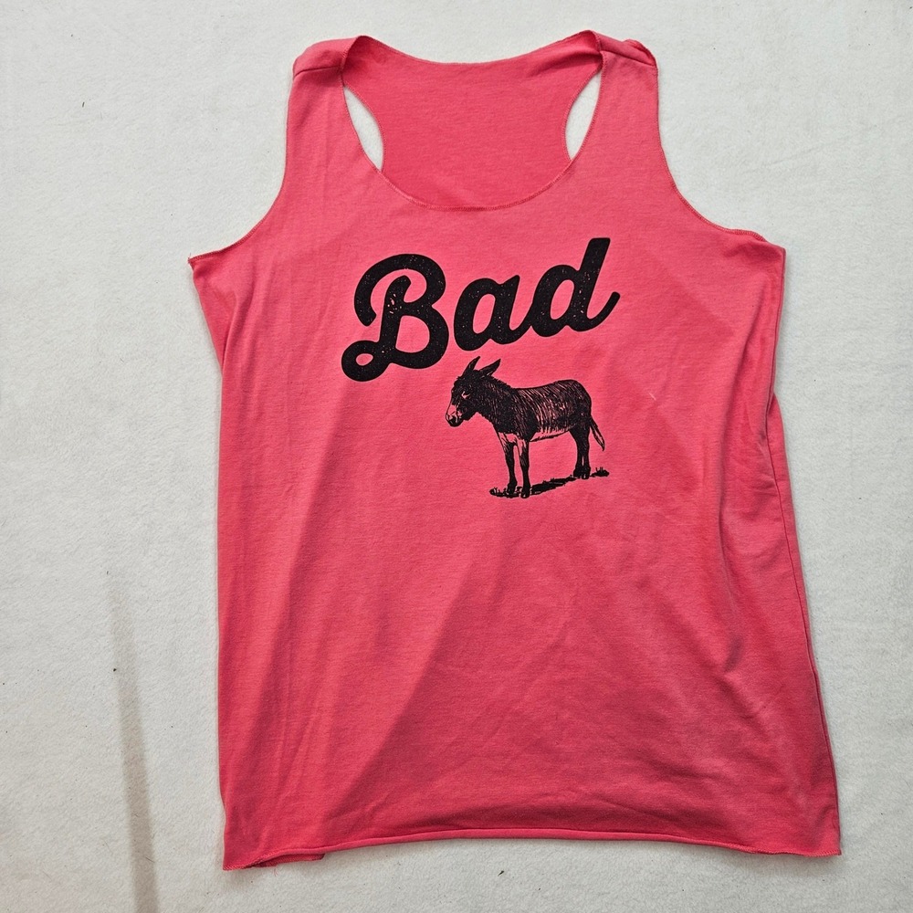 Unbranded Bad Donkey Tank Top Womens L Pink Racerback Pun Light Weight